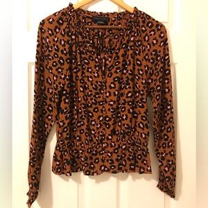 Sanctuary Anthropologie long sleeves leopard print blouse